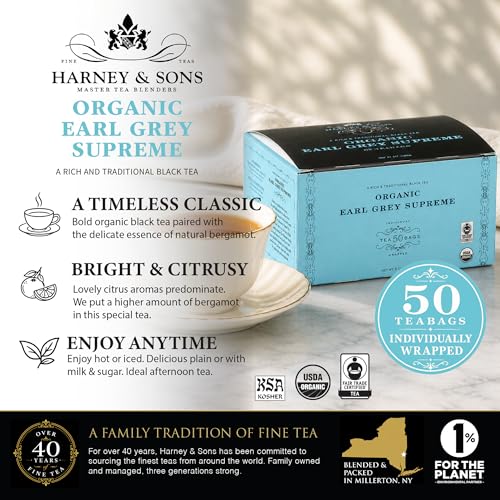 Harney & Sons Organic Earl Grey Supreme Tea Bags - 50 Count