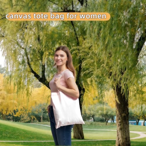 Spacious White Canvas Tote Bag - Lightweight Reusable 2 Pack