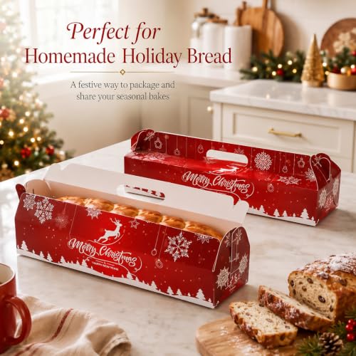 Christmas Ham Bread Boxes 50 Pack Snowflake Holiday Bakery Packaging