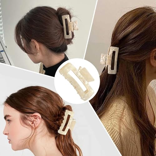 JIANSHUILIAN 2-Piece Rectangular Hair Claw Clips for Women - Non-Slip Large Hair Clips