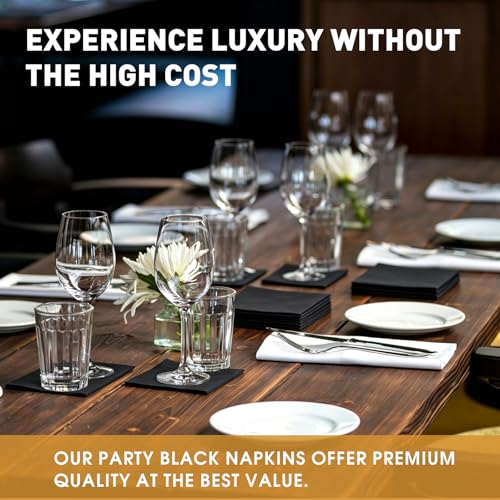150 Count Black Cocktail Napkins - 2-Ply Disposable Napkins for Parties