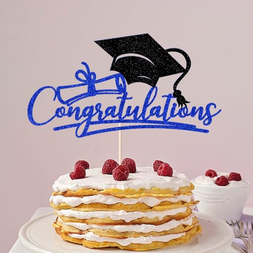 2026 Graduation Cake Topper - Navy Blue & Black Congrats Grad Party Decor