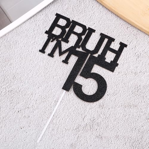 Black Glitter 15th Birthday Cake Topper for Boys & Girls