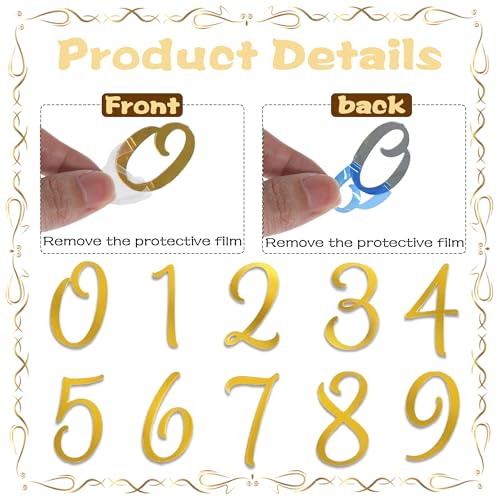 Gold Acrylic Number Cake Toppers Set (0-9) - 10 Pcs for Celebrations