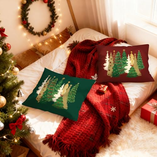 Christmas Decorative Pillow Covers Set of 2 - 20x26 Lumbar Shams