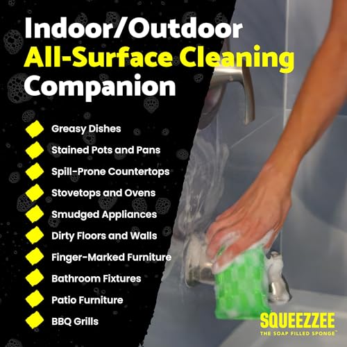 Squeezzee Soap Filled Scrubber Sponges 2-Pack - Non-Scratch Kitchen Cleaners