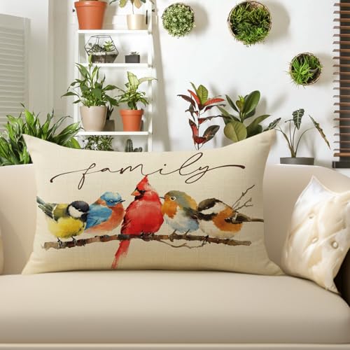 Cardinal Decorative Throw Pillow Cover 12x20 - Cotton Linen