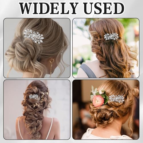 2-Piece Silver Bridal Rhinestone Hair Clips & Wedding Hairpins