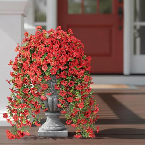 VIERENA Red 4 Bundles 29.5" Artificial Hanging Silk Flowers