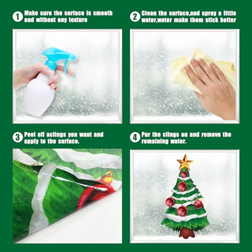 77PCS Gnome Christmas Window Clings - Double-Sided Glitter Decor
