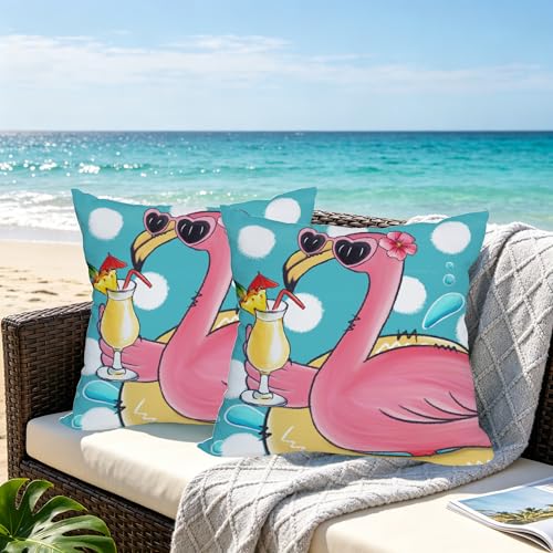 Fukeen Waterproof Flamingo Throw Pillow Covers - 20x20 Inch (2 Pack)