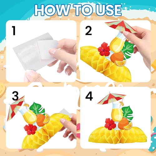 Hawaiian Luau Party Decorations 9 Pcs - Hawaii Theme Centerpieces Set