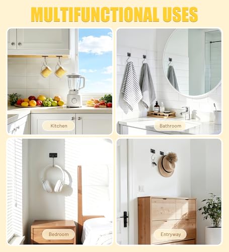 Metal Banana Hook Hanger Under Cabinet - 360° Rotatable, Compact Design