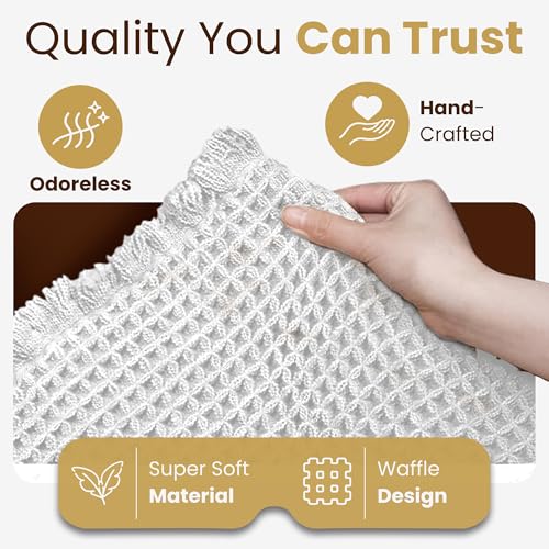 18x30 White Waffle Knit Bath Mat | Ultra-Absorbent & Anti-Slip