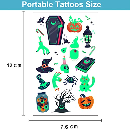 Felico Glow in the Dark Halloween Temporary Tattoos for Kids, 360 Pcs