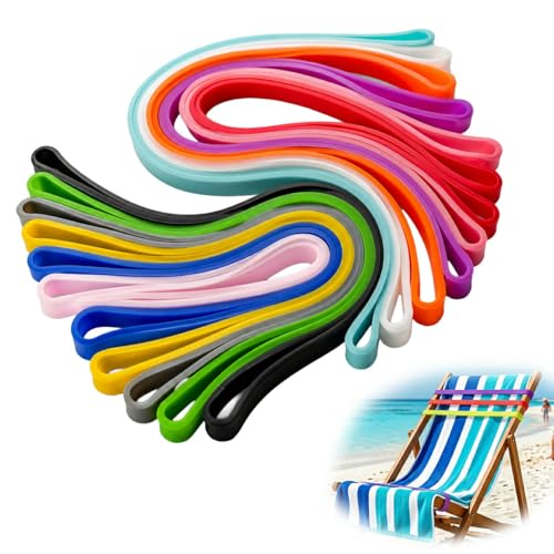 12 Pcs Silicone Towel Bands for Beach & Pool Chairs - Windproof