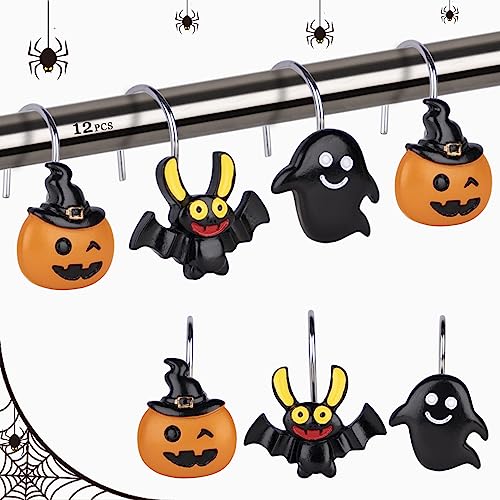 Halloween Shower Curtain Hooks - Cute Bats, Ghosts & Pumpkins
