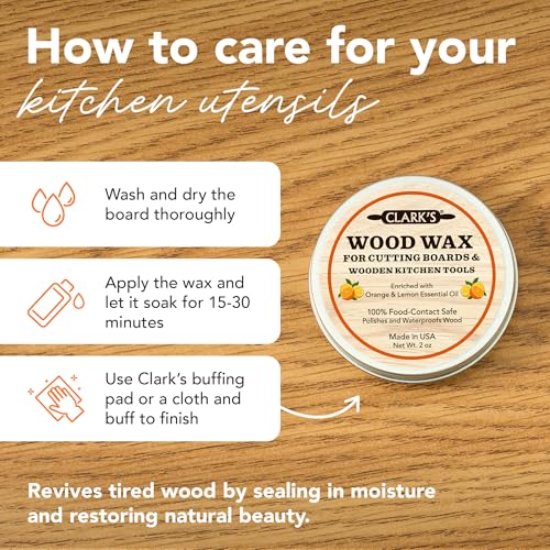 CLARK'S Wood Butter Cutting Board Wax - Food Safe 6 oz Citrus Scent