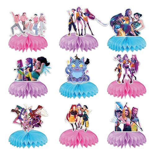 9 Pc Anime Honeycomb Table Decorations for Birthday Party Supplies