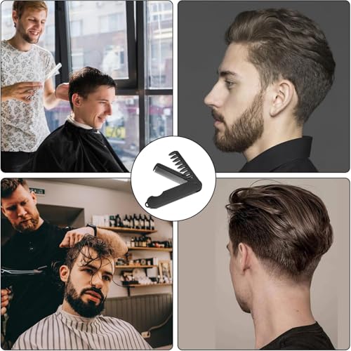 BQWanFA 2-in-1 Folding Pocket Comb for Men - Fine & Wide Tooth Beard & Hair Styling Tool