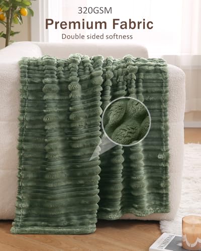 HOMRITAR Baby Fleece Blanket, 30x40 Soft Plush Crib Throw - Olive Green