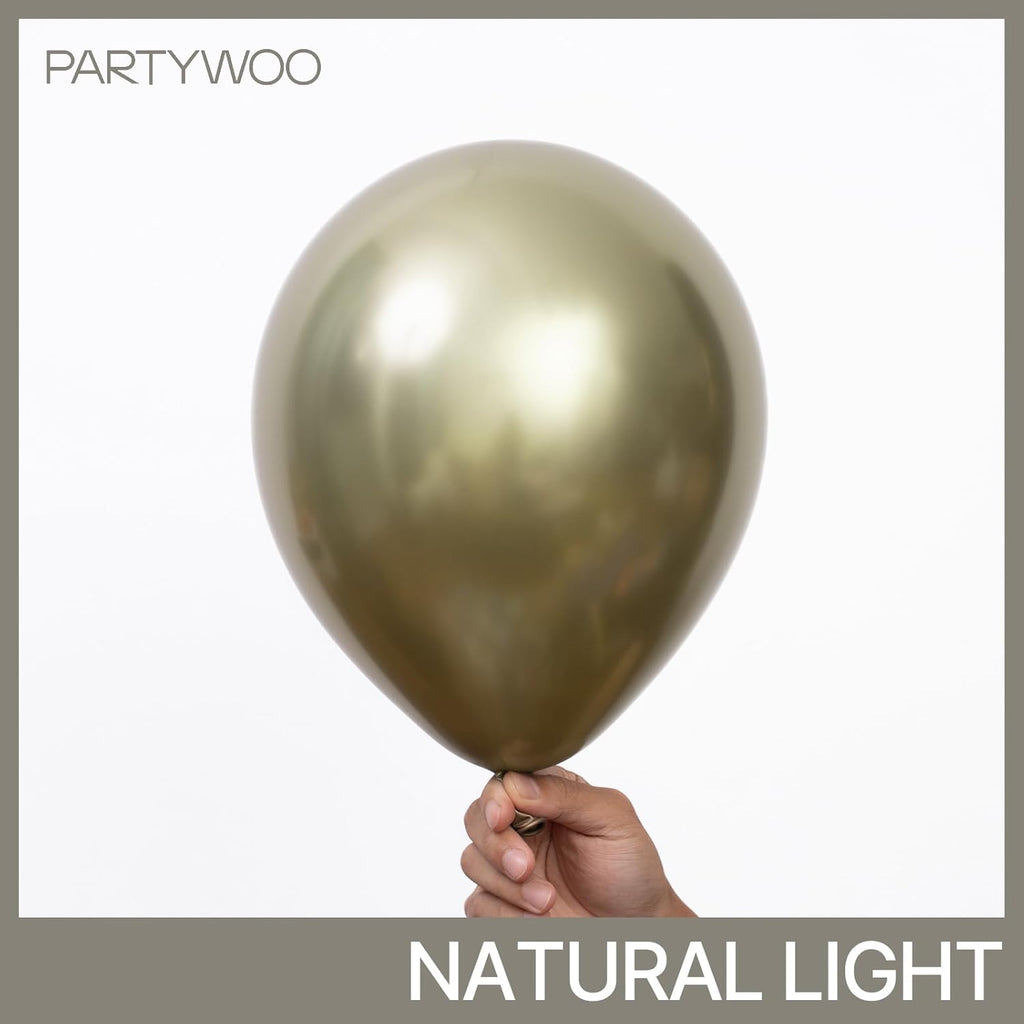 PartyWoo Metallic Green Balloons - 50pcs 12 Inch Sage Olive Green for Graduation & Baby Showers