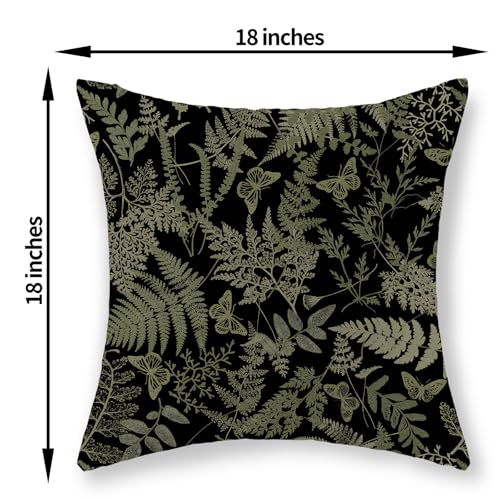 Sage Green Botanical Pillow Covers 18x18 - Set of 2