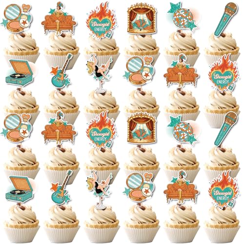 Showgirl Birthday Party Decorations - 36 Pcs Music Theme Cupcake Toppers