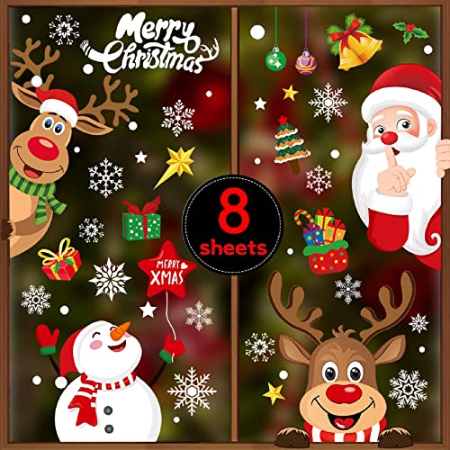 Christmas Window Clings 256pcs Holiday Decals Reusable Double-Sided Window Decorations