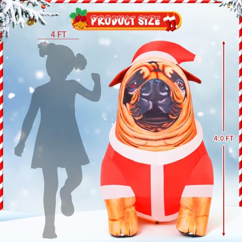 4ft Christmas Inflatable Dog Yard Decoration with LED Lights Outdoor Holiday Decor