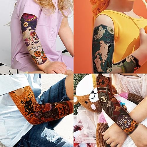 CHARLENT Kids Halloween Full Arm Temporary Tattoos - 11 Sheets
