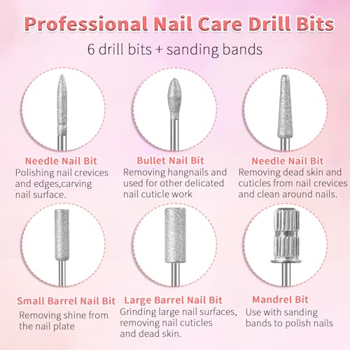 Nail Drill Bits Set 6 Pcs Professional Manicure Pedicure Tool
