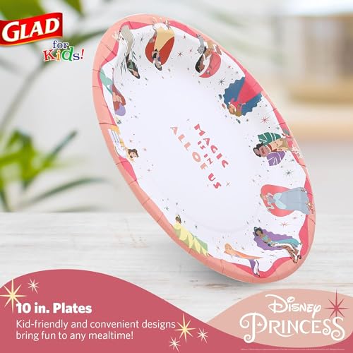 Glad for Kids Disney Princess Disposable Paper Plates, 10 Inch, 200 Count