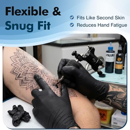 Fixwal Disposable Black Nitrile Gloves, Medium, 4 Mil, 120 Count
