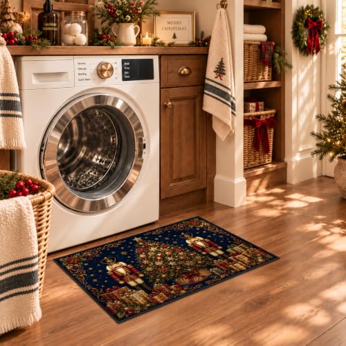 Christmas Nutcracker Faux Cashmere Non-Slip Rug - Multi Color 1'4" x 2' Entryway Mat