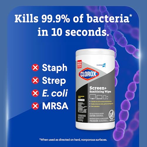 CloroxPro Clorox Screen+ Sanitizing Wipes, 75 Count for Electronics