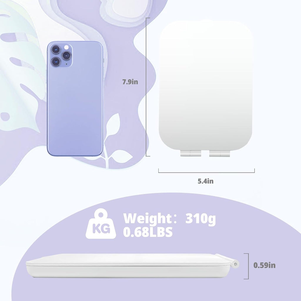 Skiennix Travel Makeup Mirror - Portable USB-Rechargeable Vanity Mirror with 3 Light Settings | Perfect Gift for Women and Girls