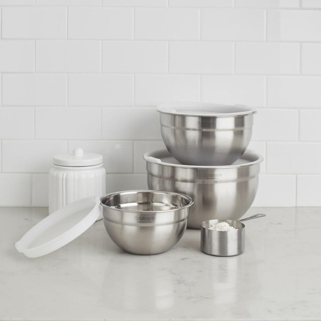 Cuisinart Mixing Bowl Set, Stainless Steel, 3‑Piece Nesting Bowls for Baking, Cooking & Food Prep, CTG-00-SMB