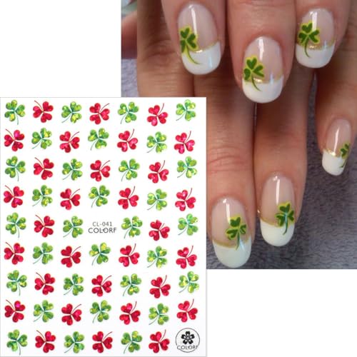 St. Patrick's Day Shamrock Nail Stickers - 8 Sheets Green Clover Decals