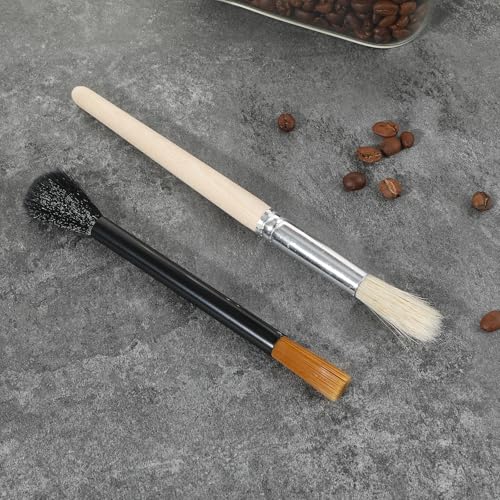 Coffee Grinder Cleaning Brush Set - 2Pcs Dual-Brush with Walnut Handle