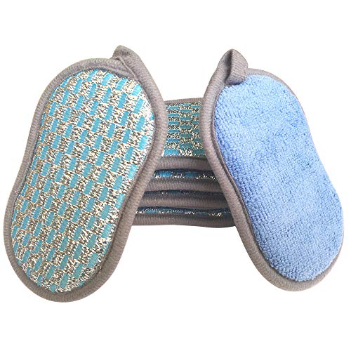 HOVhomeDEVP Non-Scratch Kitchen Scrub Sponges - Dual-Sided, Blue, 6 Pack