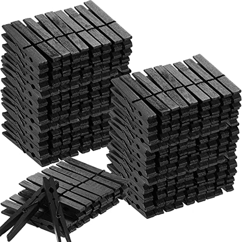 Marsui 4 Inch Wooden Clothespins 200 Pcs Black Heavy Duty Clothes Pins
