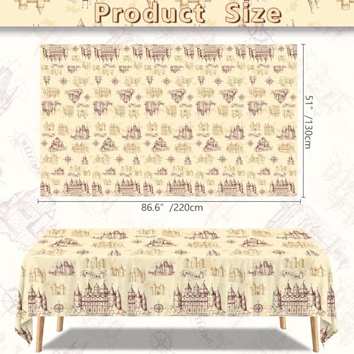 4 Pack Wizard Tablecloths - Vintage Castle Design for Parties 51x86