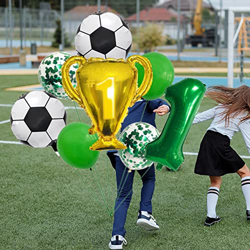 1st Birthday Soccer Balloon Set - Green Football Decorations