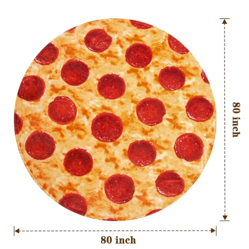 Crimson Pepperoni Pizza Blanket 80 Inches Soft Flannel Funny Gift for Adults & Kids