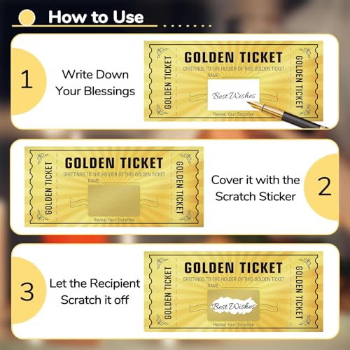 Golden Ticket Surprise Scratch Off Cards - 2 Pcs Gift Reveal Set