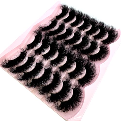 CuvDhe 14 Pairs Fluffy 3D Mink False Eyelashes Natural Long Thick Lashes