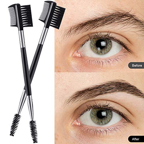 Patelai 3-in-1 Eyebrow Brush and Eyelash Comb Tool - 3 Pack Black