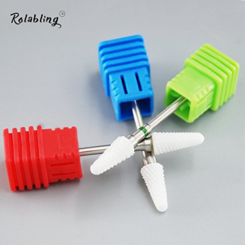 Rolabling Ceramic Nail Drill Bit Flame White Fine Grit for Electric File
