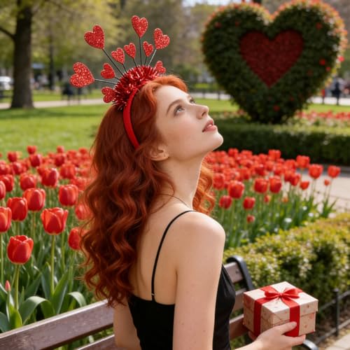 Valentine Heart Headband Glitter Sequin Hair Accessory for Women